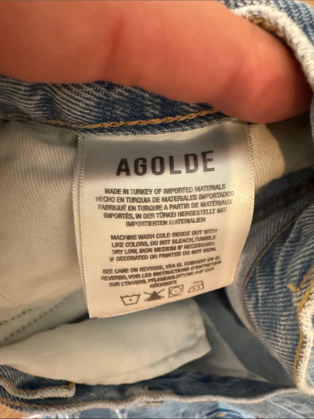 Agolde Light Wash Distressed Denim Cutoff Shorts - Picture 3 of 6